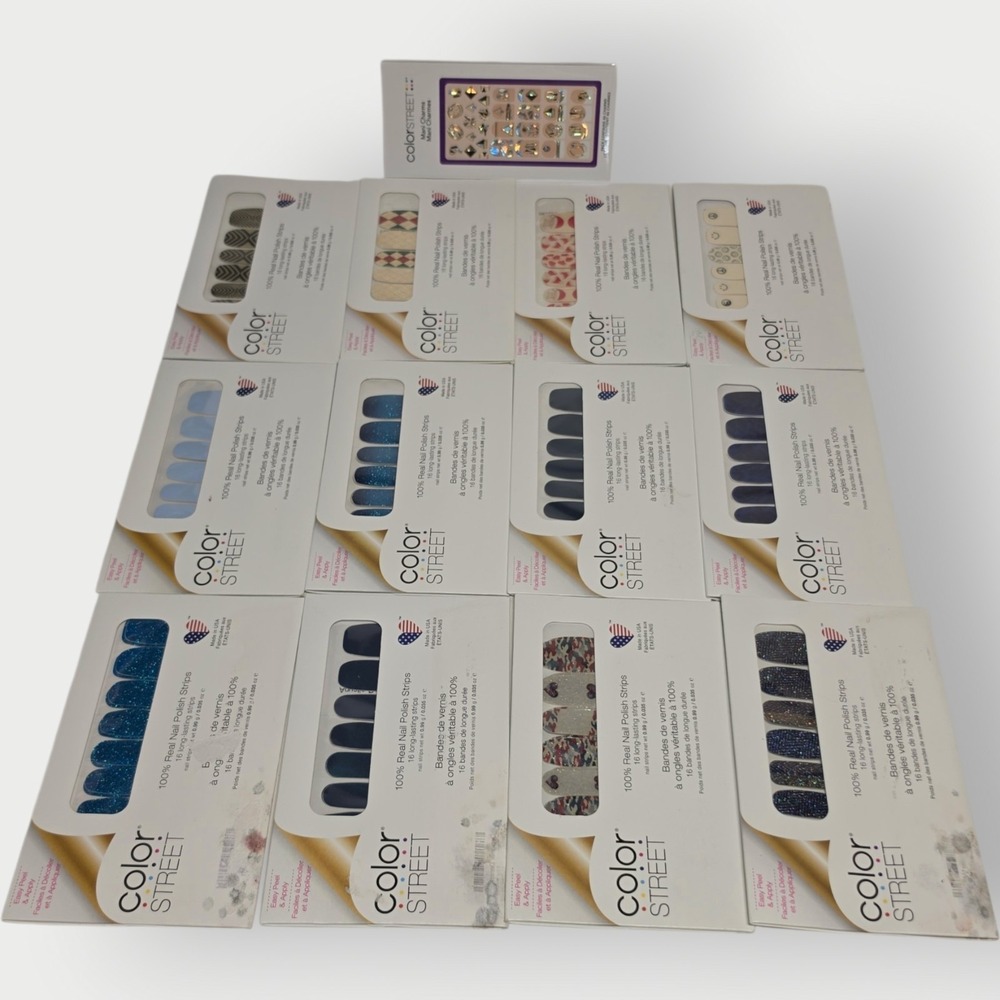 Color Street Nail Polish Strips Lot of 12 DARK BLUES AND MIXED COLORS